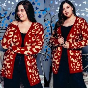 Plus Size Leopard Print Cardigan Sweater NWT Plus